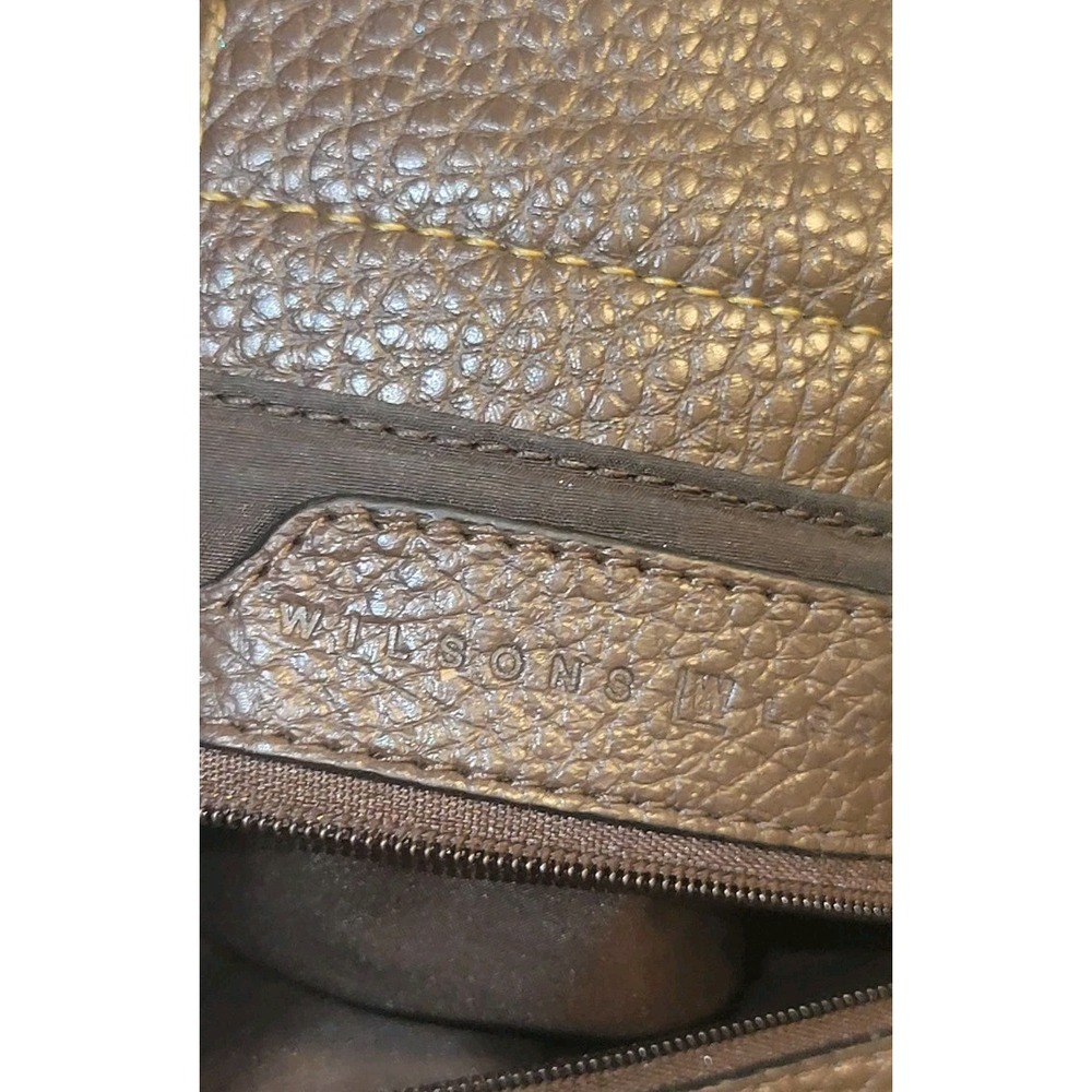 Vtg Y2K Wilson Leather Brown Signature Belt Accent Leather Trim Shoulder Handbag - Picture 7 of 8